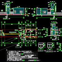 某地污水处理厂大门建筑结构水电全套图