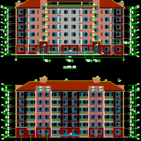 山东6层框架结构带电梯坡顶住宅建筑图（含节能绿建）