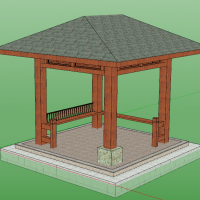 一个四角亭su模型图