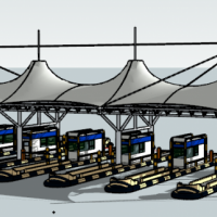 高速公路收费站大棚su模型图