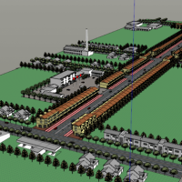 一条很长的商业街su模型图